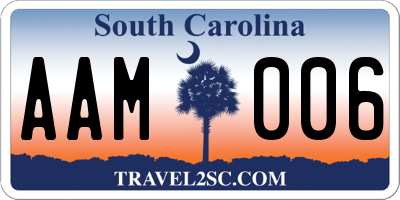 SC license plate AAM006