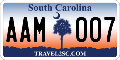 SC license plate AAM007