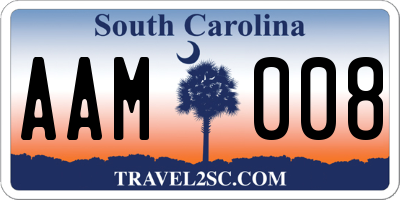 SC license plate AAM008