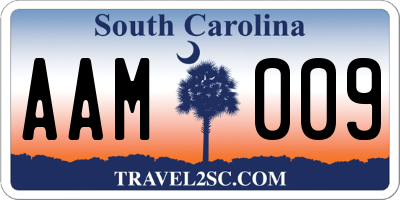 SC license plate AAM009