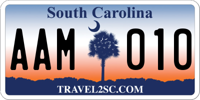 SC license plate AAM010