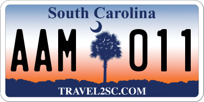 SC license plate AAM011