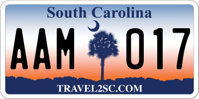 SC license plate AAM017