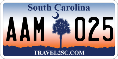 SC license plate AAM025