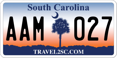 SC license plate AAM027