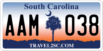 SC license plate AAM038