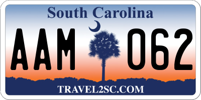 SC license plate AAM062