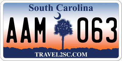 SC license plate AAM063