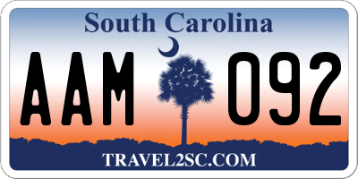 SC license plate AAM092