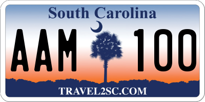 SC license plate AAM100