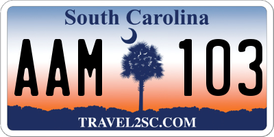 SC license plate AAM103