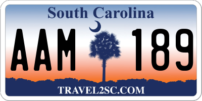 SC license plate AAM189