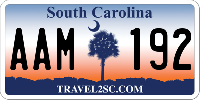 SC license plate AAM192