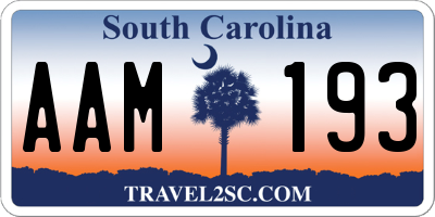 SC license plate AAM193