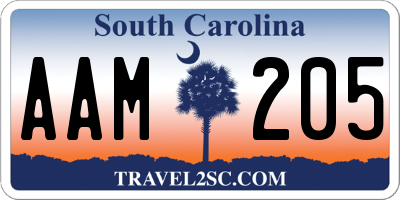 SC license plate AAM205