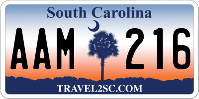 SC license plate AAM216