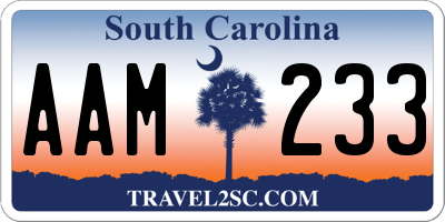 SC license plate AAM233