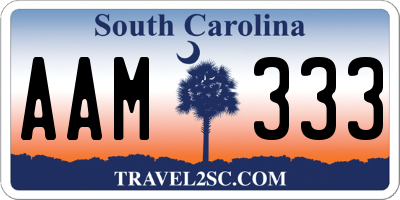 SC license plate AAM333