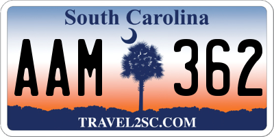 SC license plate AAM362