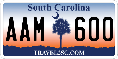 SC license plate AAM600