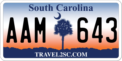 SC license plate AAM643