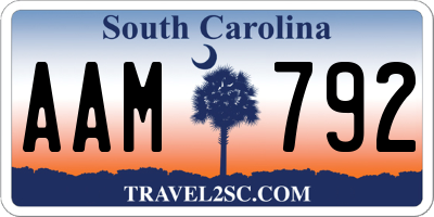 SC license plate AAM792