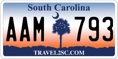 SC license plate AAM793