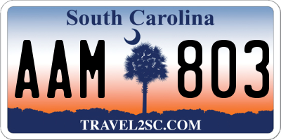 SC license plate AAM803