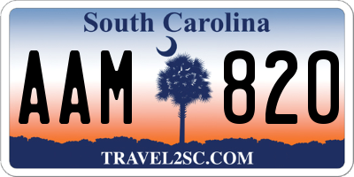 SC license plate AAM820