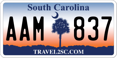 SC license plate AAM837