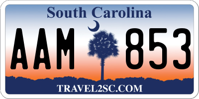 SC license plate AAM853