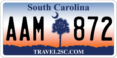 SC license plate AAM872