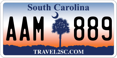 SC license plate AAM889