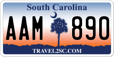 SC license plate AAM890