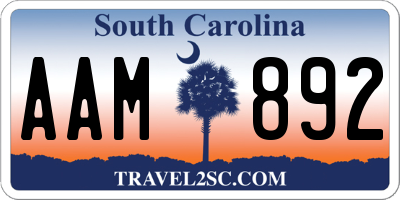 SC license plate AAM892