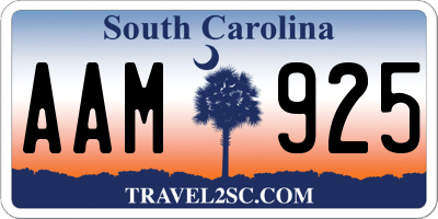 SC license plate AAM925