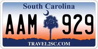 SC license plate AAM929