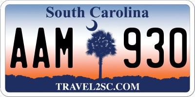 SC license plate AAM930