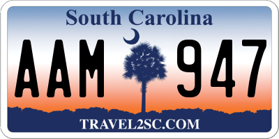 SC license plate AAM947