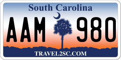 SC license plate AAM980