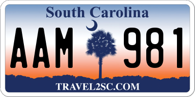 SC license plate AAM981