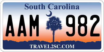 SC license plate AAM982