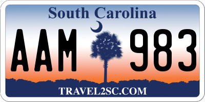 SC license plate AAM983