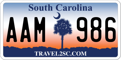SC license plate AAM986