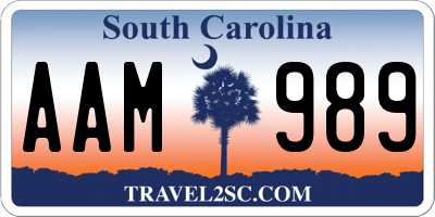 SC license plate AAM989