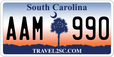 SC license plate AAM990