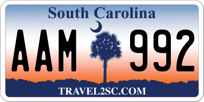 SC license plate AAM992