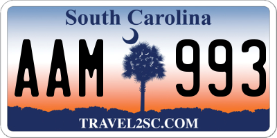 SC license plate AAM993