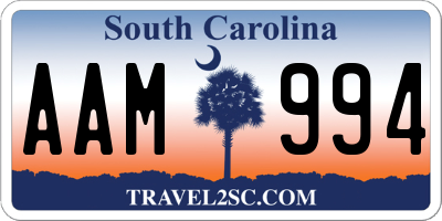 SC license plate AAM994