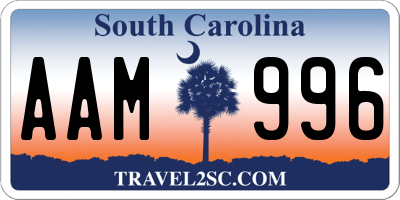 SC license plate AAM996